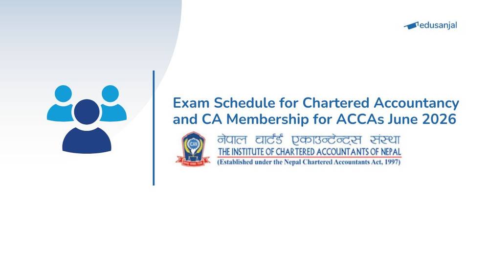 Exam Schedule for Chartered Accountancy and CA Membership for ACCAs June 2026