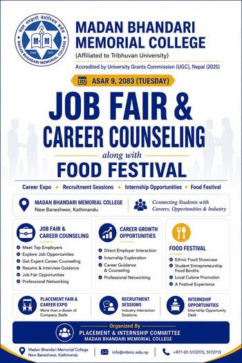 Job Fair, Career Counseling and Food Festival at Madan Bhandari Memorial College
