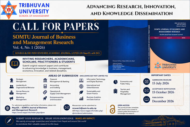 Call for Papers – SOMTU Journal of Business and Management Research, Vol. 4, Issue 1 (2026)