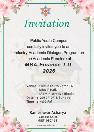 Public Youth Campus: MBA-Finance T.U. 2026 Premiere & Industry Dialogue