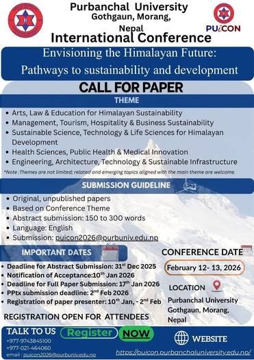 Call for Paper: Purbanchal University International Conference 2026