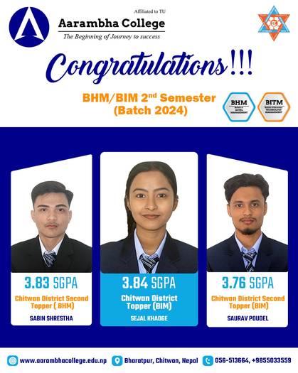 Aarambha College Maintains Academic Excellence in BITM and BHM Programs