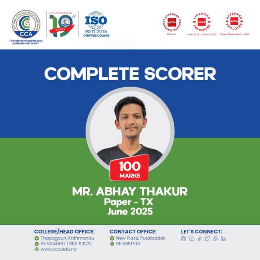 Abhay Thakur Achieves a Historic Perfect Score in three ACCA papers