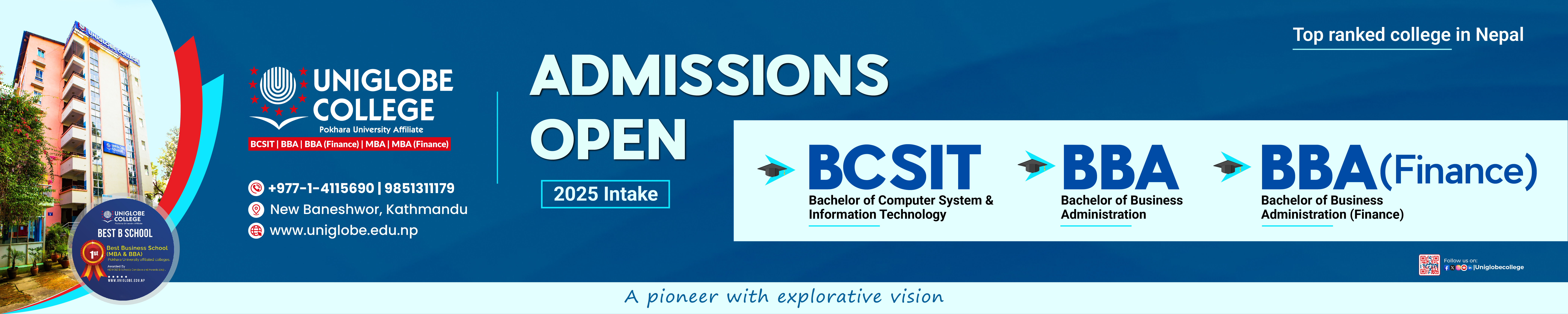 Admissions Open for BBA, and BBA (Finance) at Uniglobe College