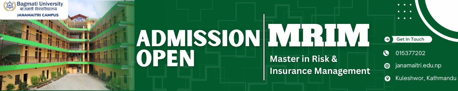 Janamaitri Campus Announces Admission Open in Master in Risk & Insurance Management